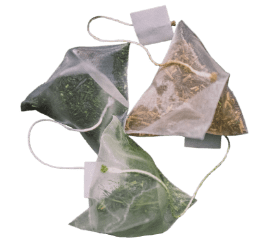 Individually packed tetrahedral tea bag is available.